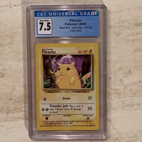 Pokemon Pikachu 1999-2000 4th Print 58/102 Base Set CGC 7.5 TCG #58 1999 - Picture 7 of 9